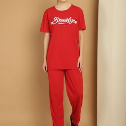 VIMAL JONNEY Typography Printed Round Neck Cotton Tracksuit-20