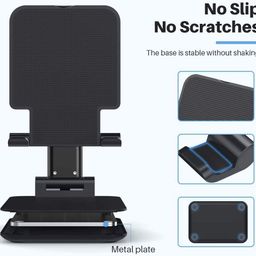 Sounce Tabletop Adjustable Cell Phone Stand, Foldable Portable Phone Holder Stand with Height Adjustable Cradle, Stable and Easy to Use Compatible for All 4-8 inches Smartphones (Black) image 5