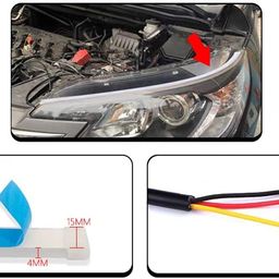 Eltron Turbo ELT5487UTRE DC Power Sequential Flow Universal Waterproof Ultra-Fine 60cm DRL | Daytime Running Light | Flexible | Soft | Tube Car LED Strip | White and Yellow Color (Pack Of 2) image 2