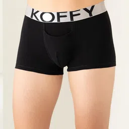 KOFFY Front Open 4 Way Stretch Cotton Lycra Trunks KOF_KI24_MTK_BLK_1PC image 4