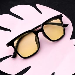 Spiky Unisex Kids Yellow Lens & Black Square Sunglass - 2957_BLK_YLW-23