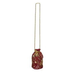 Aditi Wasan Red Golden Zari Embroidered Sling Potli Bag-picture-24