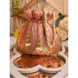 NR BY NIDHI RATHI Women Pink Embroidered Potli Clutch-picture-44