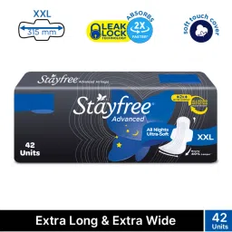 Stayfree Advanced All Nights Sanitary Pads with Cottony Soft Cover - XXL for Heavy Flow - Pack of 42-picture-20
