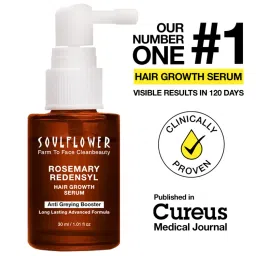 Soulflower Hair Growth Serum - Redensyl, Rosemary, Melanogray, Anagain - Anti Greying Booster-picture-34