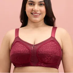 Nykd By Nykaa Ultimate No Bulge, Shape & Support Non Padded Non Wired Lace Bra NYB033 Wine-picture-16