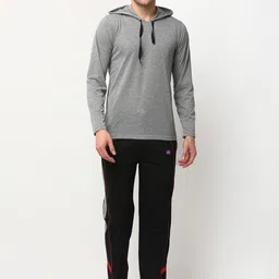 VIMAL JONNEY Men Grey & Black Solid Night Suit D7_BLK_T_10_MLG_02-image-60