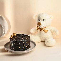 Plush Teddy N Chocolate Truffle Cake Combo-image-55