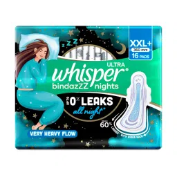 Whisper Bindazzz Nights Xxl+ Sanitary Pads, Upto 0% Leaks All Night Long-picture-2