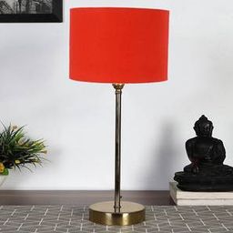 devansh Orange cotton with Metal Gold Table Lamp-picture-17