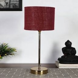 devansh Maroon Jute with Metal Gold Table Lamp-picture-22