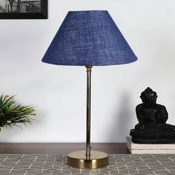 devansh Blue Jute Metal Gold Table Lamp-picture-3