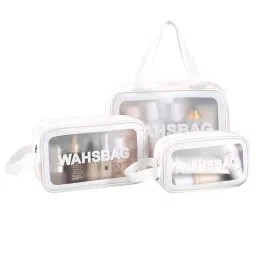 Kayanara Transparent Travel Makeup Bag Set Of 3 - White Wash Bag-picture-16