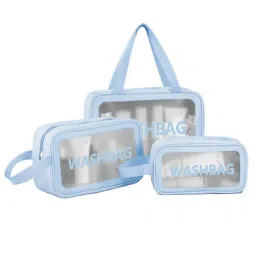 Kayanara Transparent Travel Makeup Bag Set Of 3 - Blue Wash Bag-picture-28
