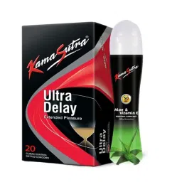 KamaSutra Ultra Delay Condoms, 20 Units & Aloe Vera Lubricant 50ml-picture-0