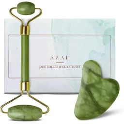 Azah Jade Roller & Gua Sha Face Massage Kit, Reduces Puffiness And Wrinkles, Enhances Glow-image-52