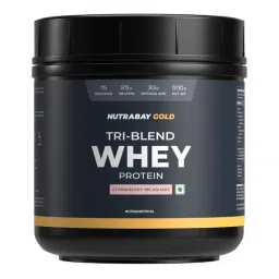 Nutrabay Gold Tri-blend Whey Protein - Strawberry Milkshake-picture-38