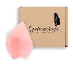 Getmecraft Rose Quartz Leaf Shape Gua Sha Facial Massage Tool With Teeth Shape Edges-image-82