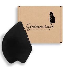 Getmecraft Black Obsidian Leaf Shape Gua Sha Facial Massage Tool With Teeth Shape Edges-image-85