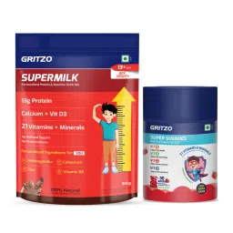Gritzo SuperMilk Height+, 13+y Boys with Super Gummies (Double Chocolate, 800g & Strawberry, 30 Nos)-picture-8
