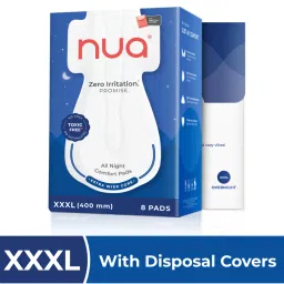 Nua All Night Comfort Sanitary Pads - Pack of 8 (XXXL 400mm) with Disposal Cover-picture-43