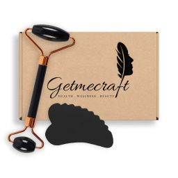 Getmecraft Black Obsidian Facial Roller And Comb Edge Gua Sha Massage Tool Set-image-91