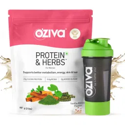 Oziva Protein & Herbs, Women - Vanilla Almond + Green Shaker-picture-8