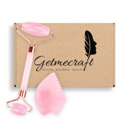 Getmecraft Rose Quartz Face Roller And Leaf Shape Gua Sha Massage Tool Set-image-78
