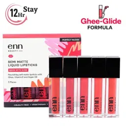 ENN Semi-Matte 12-Hrs Stay & Waterproof Liquid Lipstick Kit For Soft Lips- Perfect Nudes- Set of 5-picture-6