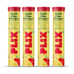 Plix Apple Cider Vinegar Effervescent Tablets with Vitamin B6 & B12, Pack of 4 - Lemon Masala-picture-45