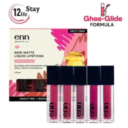 ENN Semi-Matte 12-Hrs Stay & Waterproof Liquid Lipstick Kit For Soft Lips- Pretty Pinks - Set of 5-picture-41