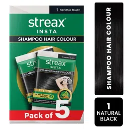 Streax Insta Shampoo Hair Colour Natural Black - Pack Of 5-picture-1