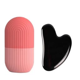 Getmecraft Pink Ice Roller & Black Obsidian Gua Sha Faical Massage Tool-image-94