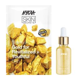 Nykaa Skin Secrets Gold Sheet Mask + Nykaa Skin Potion 24k Gold Facial Oil Golden Glow Combo-picture-0