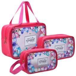 NFI Essentials Travel Makeup Pouch Set Of 3 Washbag Pouch Transparent Cosmetic Bag Pink-picture-36