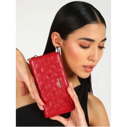 KLEIO Quilted PU Leather Bi Fold Zip Closure Multi Pockets and Slots Clutch Wallet-picture-1