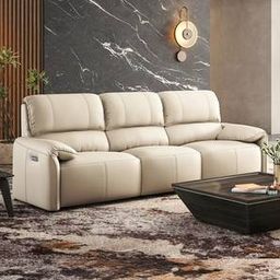 urban ladder Leeroy Leather Three Seater Motorized Recliner in Oyster White-picture-5