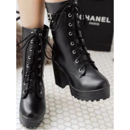 Shoetopia Women Solid Black Boots-picture-29