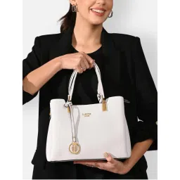 Lavie Luxe Women Off White Azura25 Satchel Bag with Detachable Strap (M)-picture-13