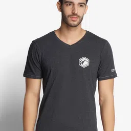 Wildcraft Men Grey V-Neck Slim Fit Cotton T-shirt-image-58