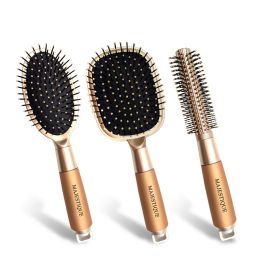 Majestique Golden Series Set Of Detangling, Oval And Round Brushes-picture-28