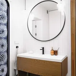 handicrafts town Black Metal Round Wall Mirror-picture-0