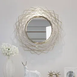 handicrafts town Silver Metal Round Wall Mirror-picture-37