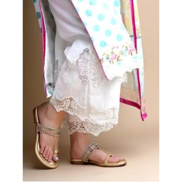 Shoetopia Chic Comfort Golden Kolhapuri Flats for Women-picture-33