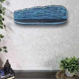 disoo fashions Blue Solid Wood Wall Shelf-picture-4