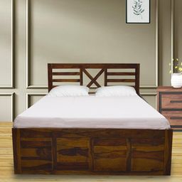 globally indian Dreamweaver Solid Wood Queen Size Box Storage Bed in Provincial Teak Finish-picture-17