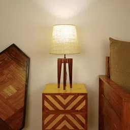 symplify Jet Brown Wooden Table Lamp with White Fabric Lampshade-picture-9