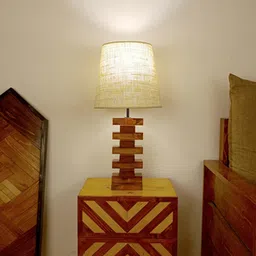 symplify Libra Brown Wooden Table Lamp with White Fabric Lampshade-picture-10
