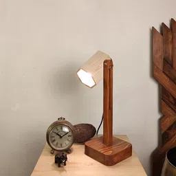 symplify Hexspot Brown Wooden Table Lamp with Beige Wooden Lampshade-picture-37