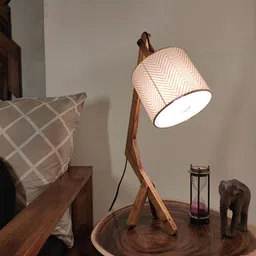 symplify Emphasis Wooden Table Lamp with Brown Base and Yellow Fabric Lampshade-picture-24